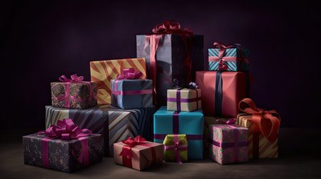 Elegantly Wrapped Gift Boxes Promising a Joyous Celebrationの素材