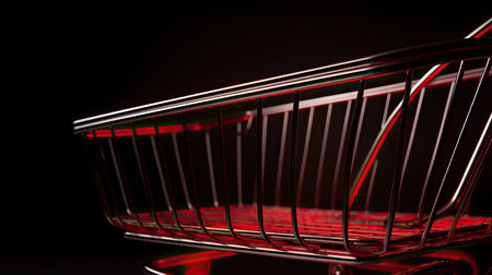 Sleek Modern Shopping Cart with Metallic Finish Gleamingの素材