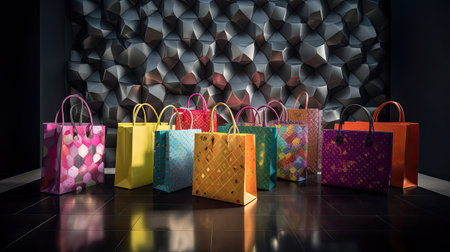 Engaging Visual Narrative: Shopping Bags in Various Patternsの素材