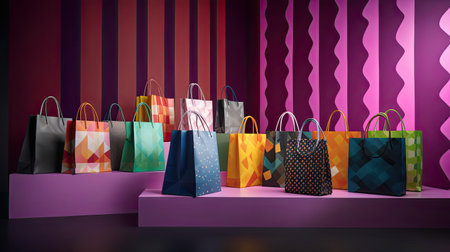 Shopping Bags Forming an Engaging Visual Displayの素材