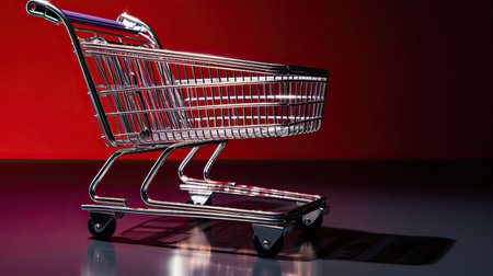 Modern Chrome-finished Shopping Cart in Vivid Contextの素材