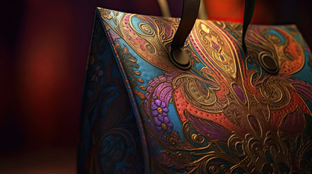 Luxurious Shopping Bag with Intricate Patterns and Colorsの素材