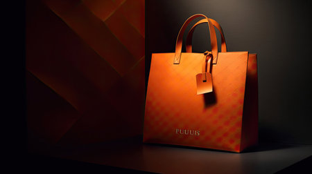 Refined Shopping Bag Close-Up with Blank Price Tagの素材