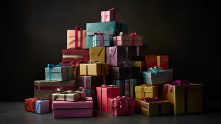 Meticulously Wrapped Gift Boxes in Various Themesの素材