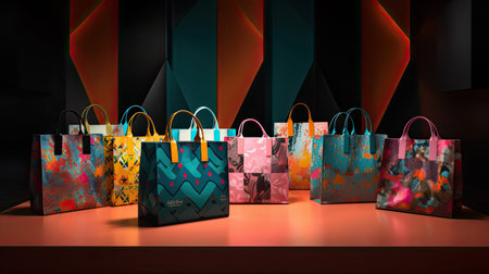 Dynamic Display of Shopping Bags with Blank Tagsの素材