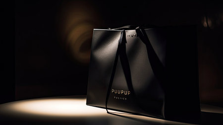 Sophisticated Shopping Bag Close-Up with Blank Price Tagの素材