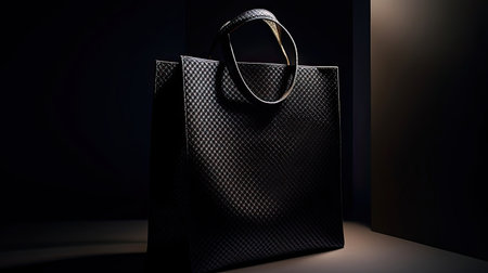 Sophisticated Shopping Bag Close-Up in Vibrant Studioの素材