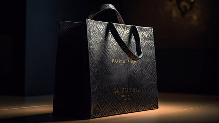 Intricately Designed Shopping Bag Close-Up in Studioの素材