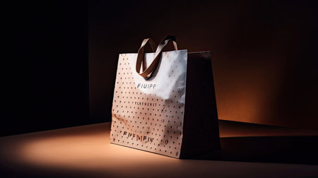 Luxury Shopping Bag in Vivid Studio Backgroundの素材