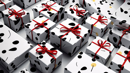 White Gift Tags with Elegant Black Calligraphy on Black and White Boxesの素材