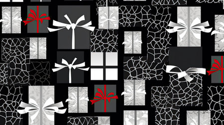 Black and White Gift Boxes with Clean White Ribbonsの素材
