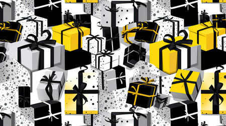 Black and White Gift Boxes with Clean White Ribbonsの素材
