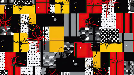 Clean Black and White Gift Boxes with Vibrant Accentsの素材