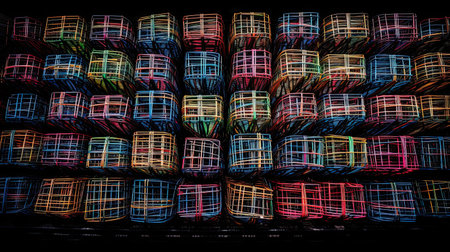 Vivid Shopping Carts Bags and Gift Boxes Patternの素材