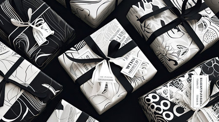 Clean White Boxes with Elegant Gift Tagsの素材