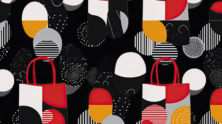 Clean Black and White Shopping Bags on Sleek Blackの素材