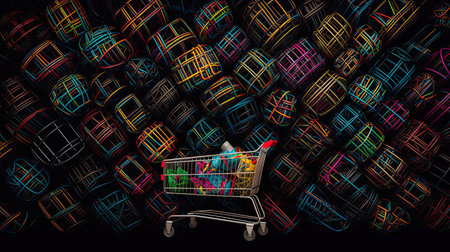 Vivid Shopping Carts Bags and Gift Boxes Patternの素材
