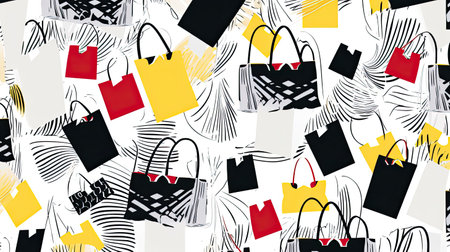 Sleek Black and White Shopping Bags on Whiteの素材