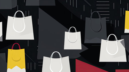 Clean White Shopping Bags on Sleek Blackの素材