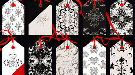 Elegant Gift Tags on Black and White Boxesの素材