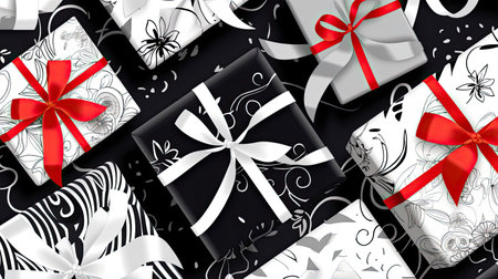 Elegant Gift Tags on Black and White Boxesの素材