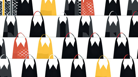 Sleek Shopping Bags on White Backgroundの素材