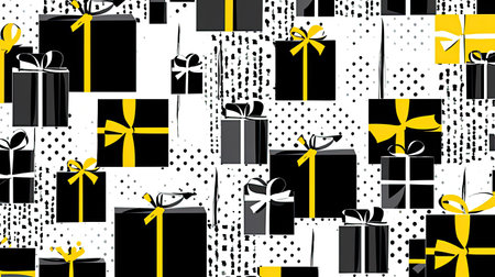 Black and White Gift Boxes with Ribbonsの素材