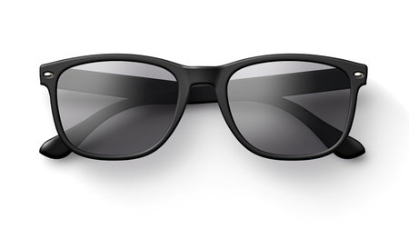 A realistic mockup of a pair of sunglasses isolated on white background top view.の素材