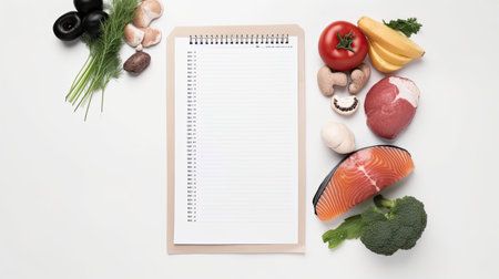 A high-quality mockup of a shopping list with editable text isolated on white background top view.の素材