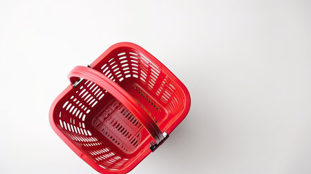 A sharp mockup of a shopping basket with customizable products isolated on white background top view.の素材