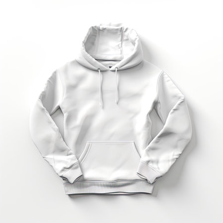 A clean mockup of a hoodie isolated on white background top view.の素材