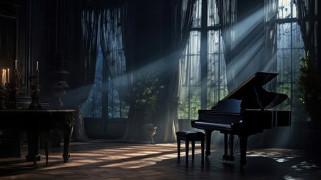 Phantom Pianist Playing in a Mansionの素材