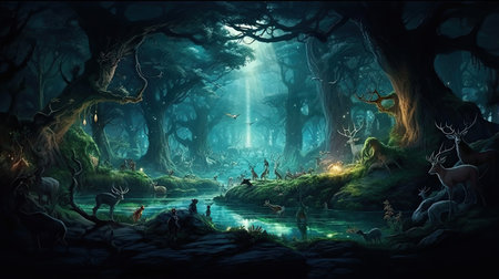Haunted Forest Glade with Enchanted Beastsの素材