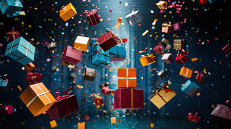 Dynamic Display of Festive Gift Boxes for Black Fridayの素材