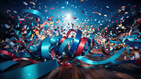 Vibrant Confetti and Streamers Celebrating Black Fridayの素材