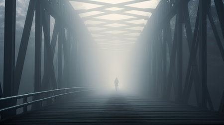 Ghostly Figure on a Misty Bridgeの素材