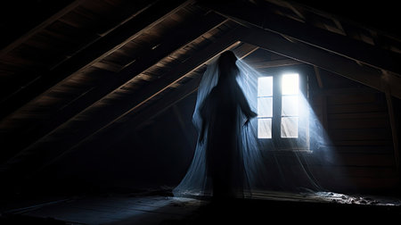 Ghostly Figure in the Attic Windowの素材