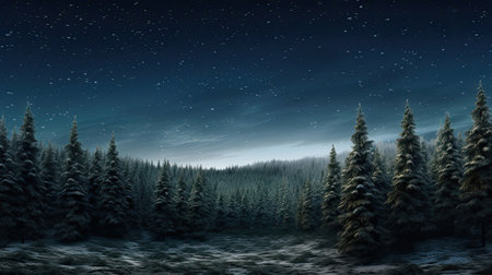 Peaceful Forest Clearing with Dusting of Snow Under a Clear Skyの素材