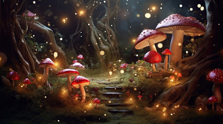 Whimsical Holiday Scene in Magical Woodland Gladeの素材