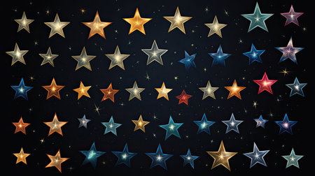 Stars collection featuring a diverse array of hand-drawn stars for various applicationsの素材