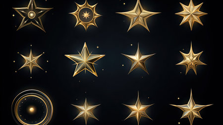 Icon set collection of isolated stars each meticulously crafted for high-quality imageryの素材