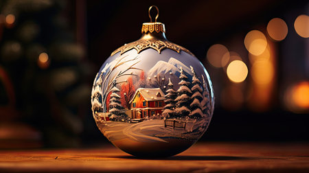 Intricately Painted Glass Ornament with Winter Scenesの素材
