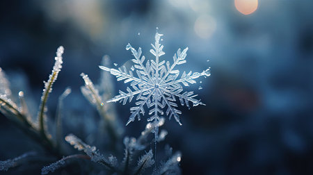 Glistening Snowflake on Delicate Pine Needleの素材