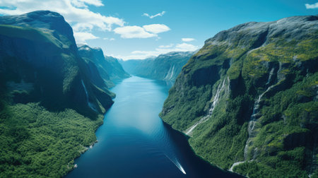 Norway Fjords: Cliffs Blue Waters Snow-Capped Peaksの素材