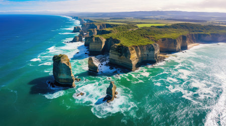 Great Ocean Road Australia: Dramatic Coastline Limestone Stacksの素材