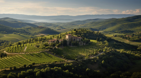 Picturesque Tuscany with Vineyards and Hilltop Villagesの素材