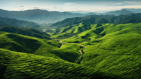 Lush Green Fields Cascading Down Munnar's Hillsidesの素材