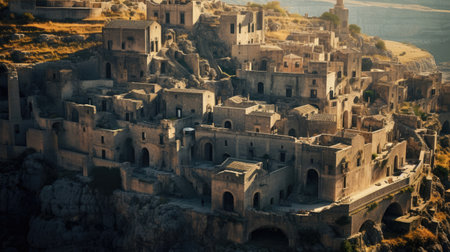 Awe-Inspiring View of Matera Italy: Stone-Carved Architecture in a Canyonの素材