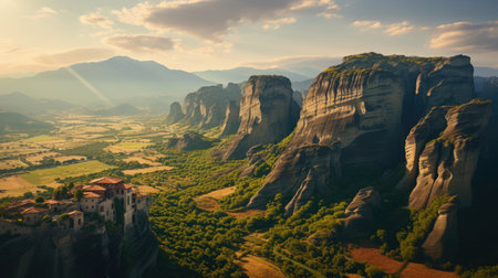 Surreal Landscapes of Meteora Greece with Monasteriesの素材