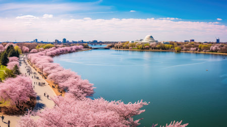 Cherry Blossoms in Full Bloom Tidal Basin Washington DCの素材